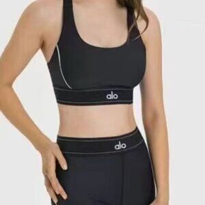 Women's ALO Yoga New High-Elasticity Long Yoga Set（Sports Bra + Leggings） Sz M